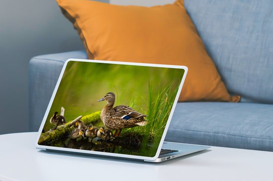 Laptop sticker - 14 inch - Eend - Vogels - Water - Tak - Mos - 32x5x23x5cm - Laptopstickers - Laptop skin - Cover