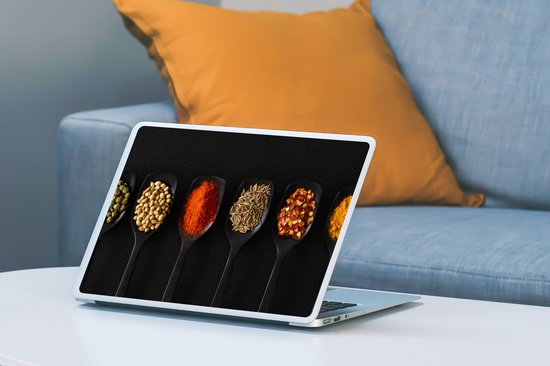 Autocollant pour ordinateur portable - 11,6 pouces - Cuillères - Épices - Zwart - Herbes - Rustique - 30x21cm - Autocollants pour ordinateur portable - Peau pour ordinateur portable - Couverture