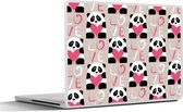 Laptop sticker - 14 inch - Hartjes - Panda - Patronen - 32x5x23x5cm - Laptopstickers - Laptop skin - Cover