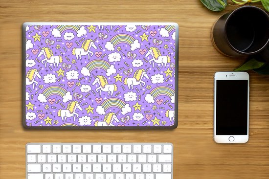 Sticker ordinateur portable - 14 pouces - Unicorn - Motif - Arc-en-ciel - Enfant