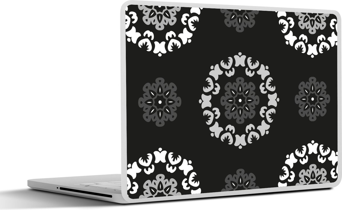 Laptop sticker - 11.6 inch - Mandala - Patronen - Zwart Wit - 30x21cm - Laptopstickers - Laptop skin - Cover