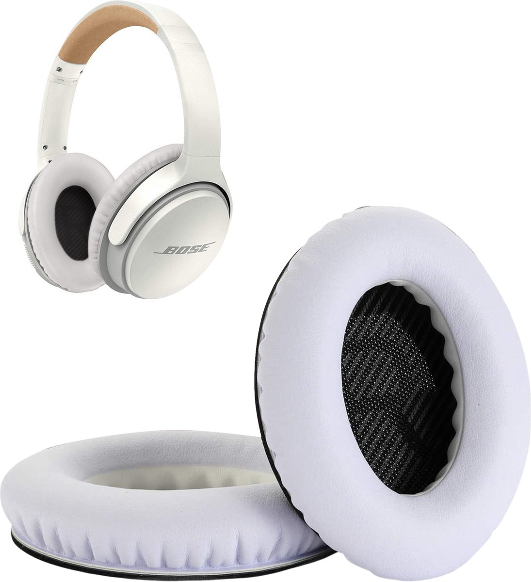 Set Oorkussens geschikt voor Bose QuietComfort 35 ii / 35 / 25 / 15 / 2 / Soundtrue - Soundlink Around-Ear AE2 / AE2W / AE2I - Oorkussens voor koptelefoon - Ear pads headphones wit