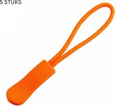 Buttonz® - 5 x Ritstrekker - Oranje - Ritstouwtje - Ritshulp - Zipper Puller - Rits Sluiting - Ritssluiting vervangen