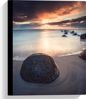 WallClassics - Toile - Nuages sombres et soleil sur la plage - 30x40 cm - Photo sur toile (Décoration murale )