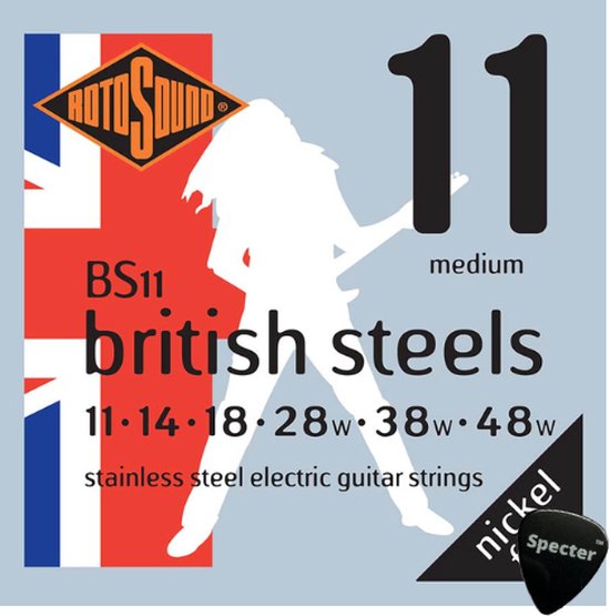 Foto: Rotosound british steel snarenset elektrische gitaar met specter plectrum 011 048 set gitaar snaren