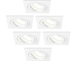 Ledvion - 6X LED Inbouwspot Sevilla - Dimbaar - 3W - 4000K - Ø92 mm - Wit