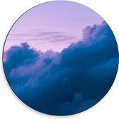 WallClassics - Dibond Muurcirkel - Wolken met Blauwe Gloed - 50x50 cm Foto op Aluminium Muurcirkel (met ophangsysteem)