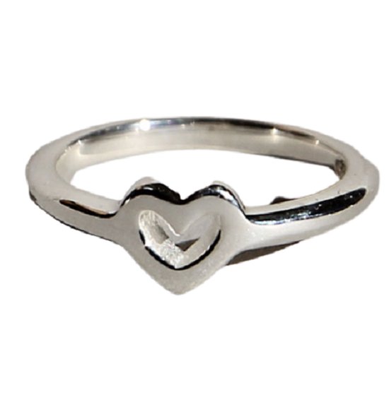 Schitterende Zilveren Ring Hart  17.25 mm. (maat 54)