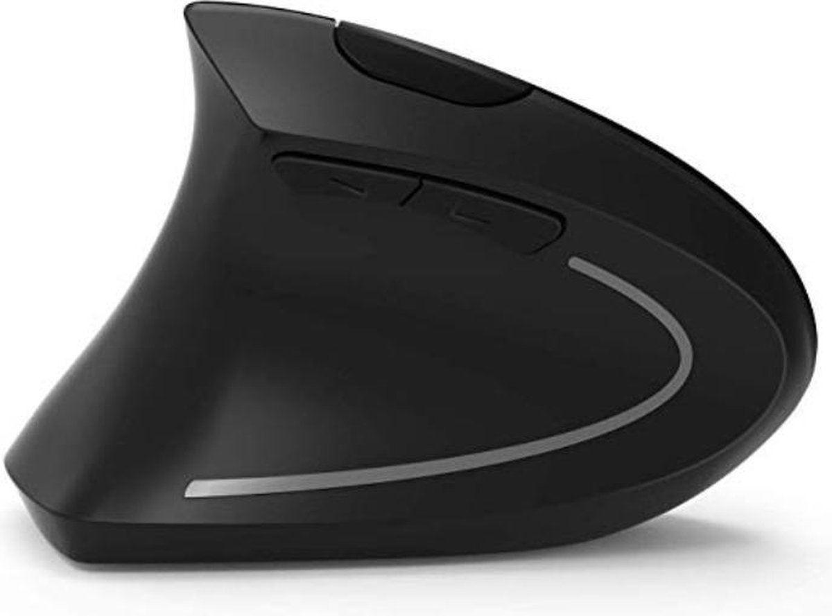 Verticale draadloze ergonomische muis voor rechtshandigen. Windows, Mac OS, USB 2.4Ghz, 800/1200/1600 DPI, 5 Buttons zwart