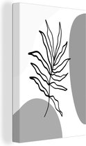 Canvas Schilderij Plant - Varen - Zwart - Wit - 20x30 cm - Wanddecoratie