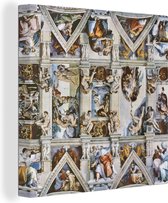 Toile Peinture Plafond Chapelle Sixtine - Michel-Ange - 90x90 cm - Décoration murale