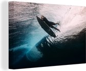 Canvas Schilderij Surfer duikt - 60x40 cm - Wanddecoratie