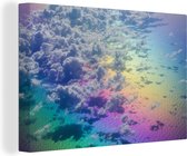 Canvas Schilderij Wolken met een regenboog - 90x60 cm - Wanddecoratie