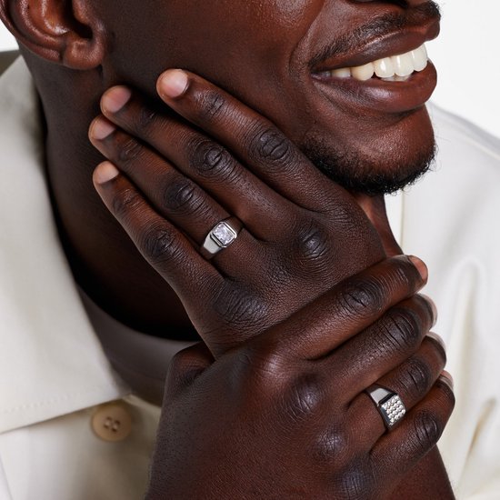 Lucardi - Chevalière pour homme en argent avec pierres de zircone