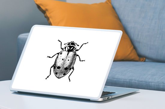 Sticker pour ordinateur portable - 17,3 pouces - Vintage - Coccinelle - Insectes - Zwart et blanc - 40x30cm - Autocollants pour ordinateur portable - Skin ordinateur portable - Housse