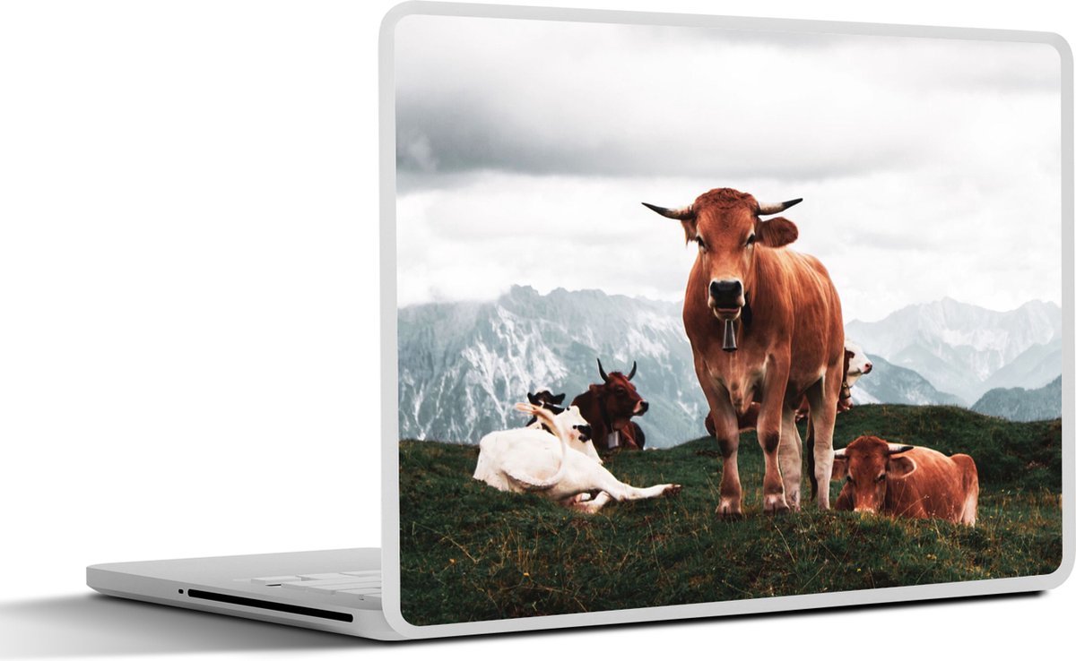 Laptop sticker - 13.3 inch - Dieren - Koe - Berg - 31x22,5cm - Laptopstickers - Laptop skin - Cover