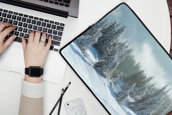 Housse pour ordinateur portable 17 pouces - Forêt - Neige - Hiver - Housse pour ordinateur portable