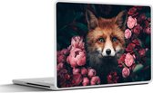 Laptop sticker - 14 inch - Vos - Bloemen - Botanisch - Dieren - 32x5x23x5cm - Laptopstickers - Laptop skin - Cover