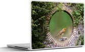 Laptop sticker - 12.3 inch - Vogel - Doorkijk - Roodborstje - 30x22cm - Laptopstickers - Laptop skin - Cover