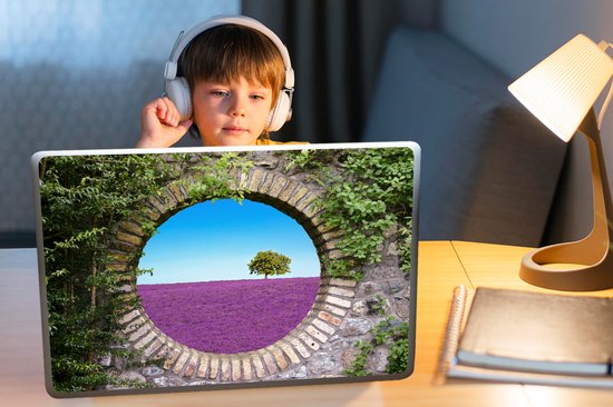 Autocollant pour ordinateur portable - 17,3 pouces - Lavande - Voir à travers - Fleurs - Été - 40x30cm - Autocollants pour ordinateur portable - Skin pour ordinateur portable - Housse