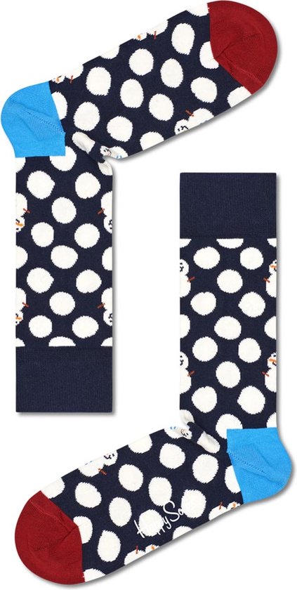 Happy Socks Big Dot Snowman Sock - blauw - Unisex - Maat: 36-40