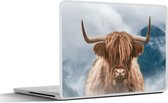Laptop sticker - 17.3 inch - Schotse hooglander - Berg - Mist - 40x30cm - Laptopstickers - Laptop skin - Cover