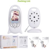 K IKIDO Babyfoon met camera - 2,0 LCD scherm - Nachtvisie - Draadloze babyfoon - Temperatuurweergave - Beveiligingscamera - Premium Baby monitor - Wit