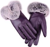 Fler® | Vrouwen Handschoenen | Handschoenen | Leer | Paars | Winter