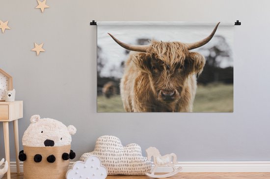 Tapisserie Scottish Highlanders - Scottish Highlander de près Tapisserie coton 120x80 cm - Tapisserie avec photo