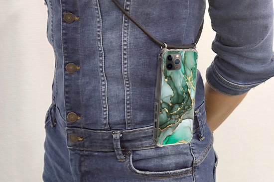 Coque avec cordon iPhone 11 Pro - Goud - Marbre - Vert - Luxe