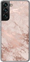 Geschikt voor Samsung Galaxy S22 Plus hoesje - Marmer print - Roze - Luxe - Marmer printlook - Glitter - Design - Siliconen Telefoonhoesje