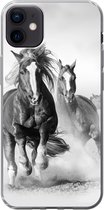Geschikt voor iPhone 12 mini hoesje - Paarden - Dieren - Illustratie - Siliconen Telefoonhoesje