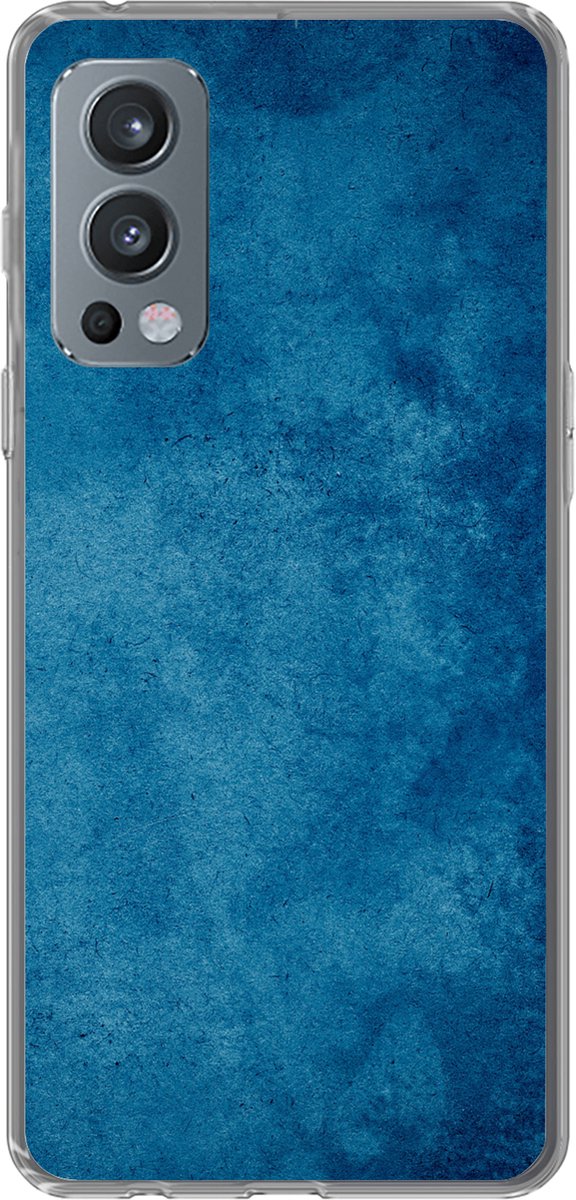 Telefoonhoesje Geschikt voor OnePlus Nord 2 5G hoesje - Beton print - Blauw - Vintage - Structuur - Industrieel - Siliconen Telefoonhoesje Telefoonhoesje