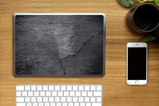 Laptop sticker - 14 inch - Beton print - Zwart - Scheur - 32x5x23x5cm - Laptopstickers - Laptop skin - Cover