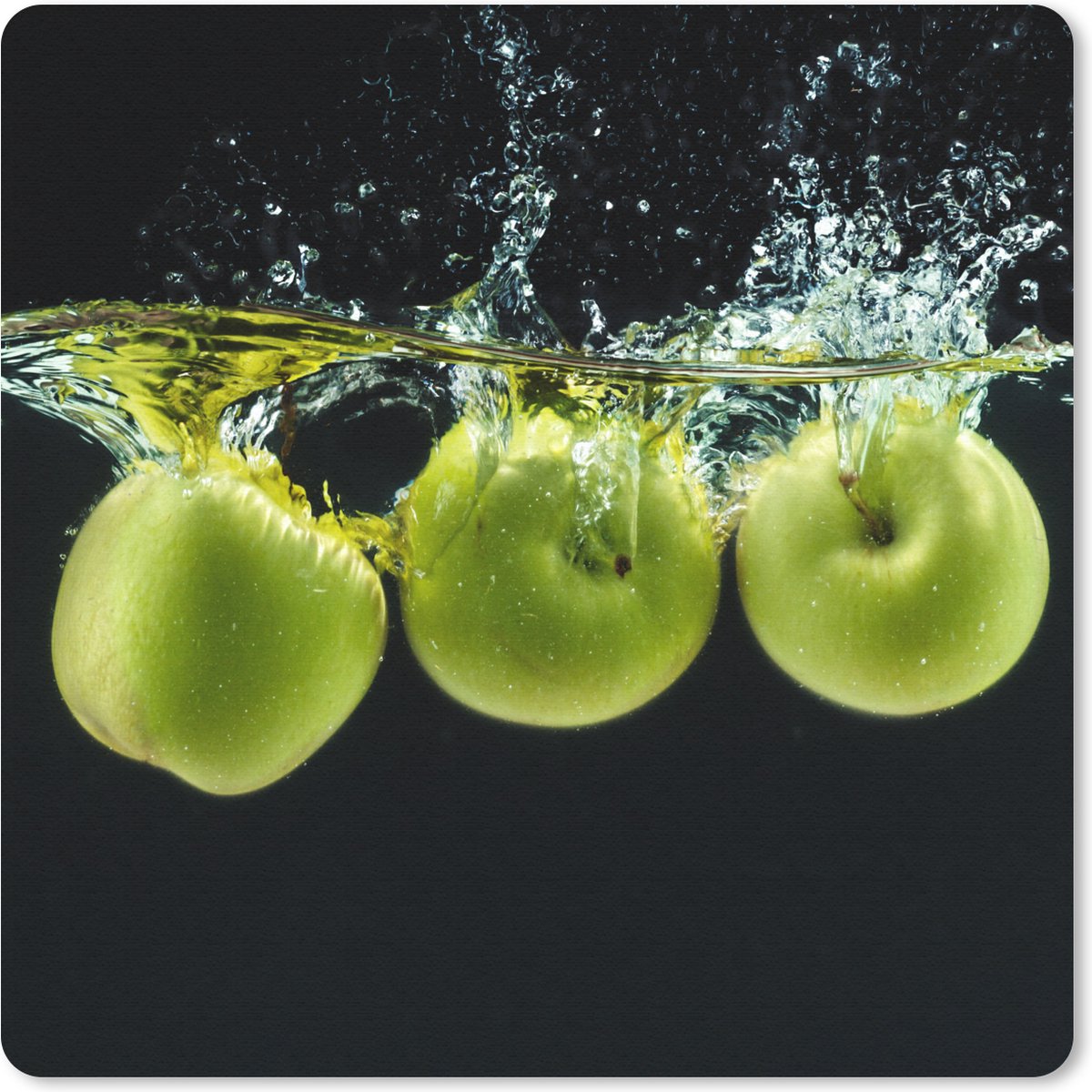 Muismat 30x30 cm - Mousepad Appels - Fruit - Water - Zwart - Groen - Muismatten