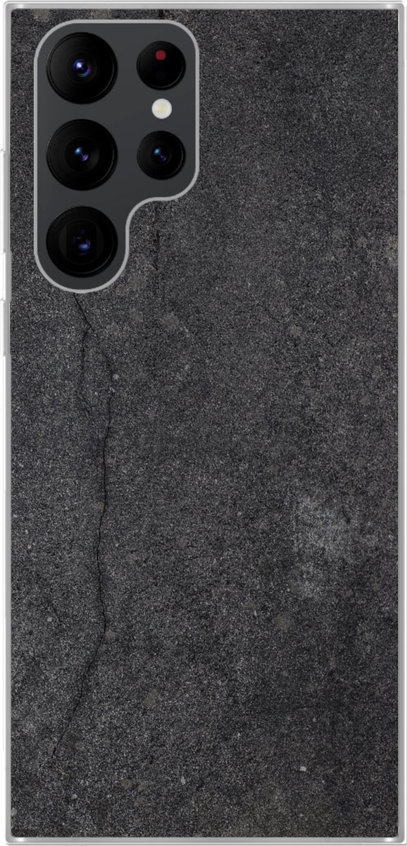 Telefoonhoesje Geschikt voor Samsung Galaxy S22 Ultra hoesje - Beton print - Zwart - Grijs - Rustiek - Industrieel - Siliconen Telefoonhoesje Telefoonhoesje