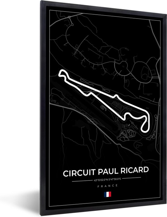 Fotolijst incl. Poster - Racebaan - F1 - Circuit - Frankrijk - Circuit Paul Ricard - Zwart - 40x60 cm - Posterlijst
