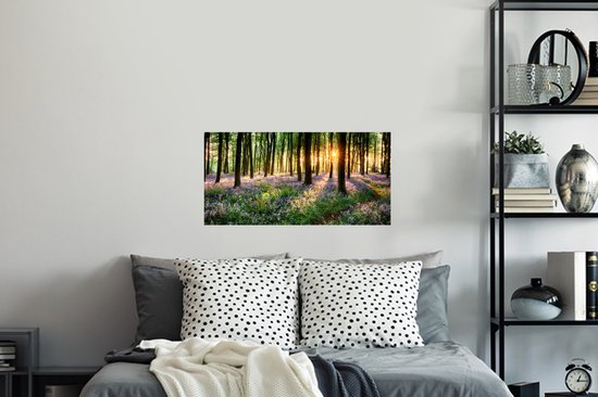 Stickers muraux - Sticker Foil - Forêt - Fleurs - Lavande - Soleil - Violet - Nature - 80x40 cm - Film Adhésif - Stickers muraux Chambre Enfant - Papier Peint Autocollant
