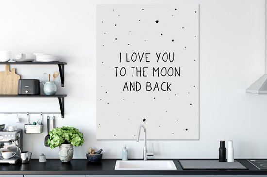 Toile Chambre d'enfant - Citations - Je t'aime jusqu'à la lune et dos - Bébé - Amour - Proverbes - Toile Chambre de bébé - 90x120 cm