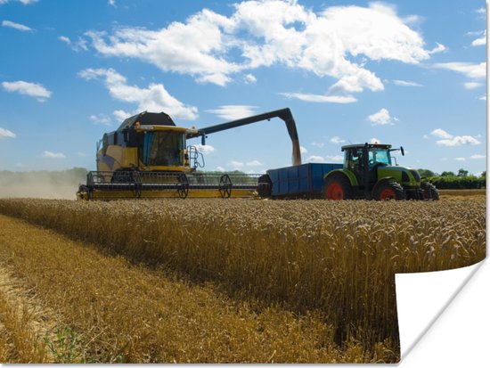Affiche Tracteur - Ferme - Campagne - Récolte - Grain - 40x30 cm