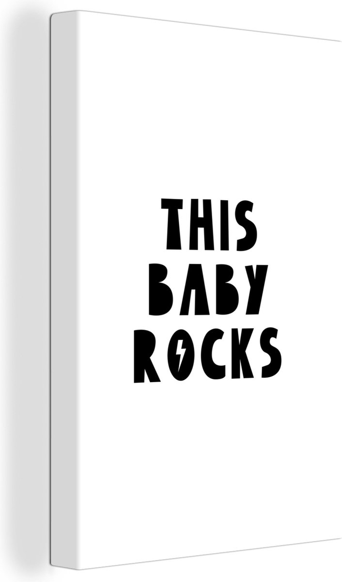 Canvas Kinderkamer - Quotes - This Baby Rocks - Baby - Kinderen - Spreuken - Decoratie Kinderkamer - Kids - 90x140 cm