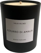 Vieux Riches, Azzuro Di Amalfi - Geurkaars – Oud & Mandarin – Mat Zwart Glas - Handgemaakt in Nederland - 100% Natuurlijke materialen