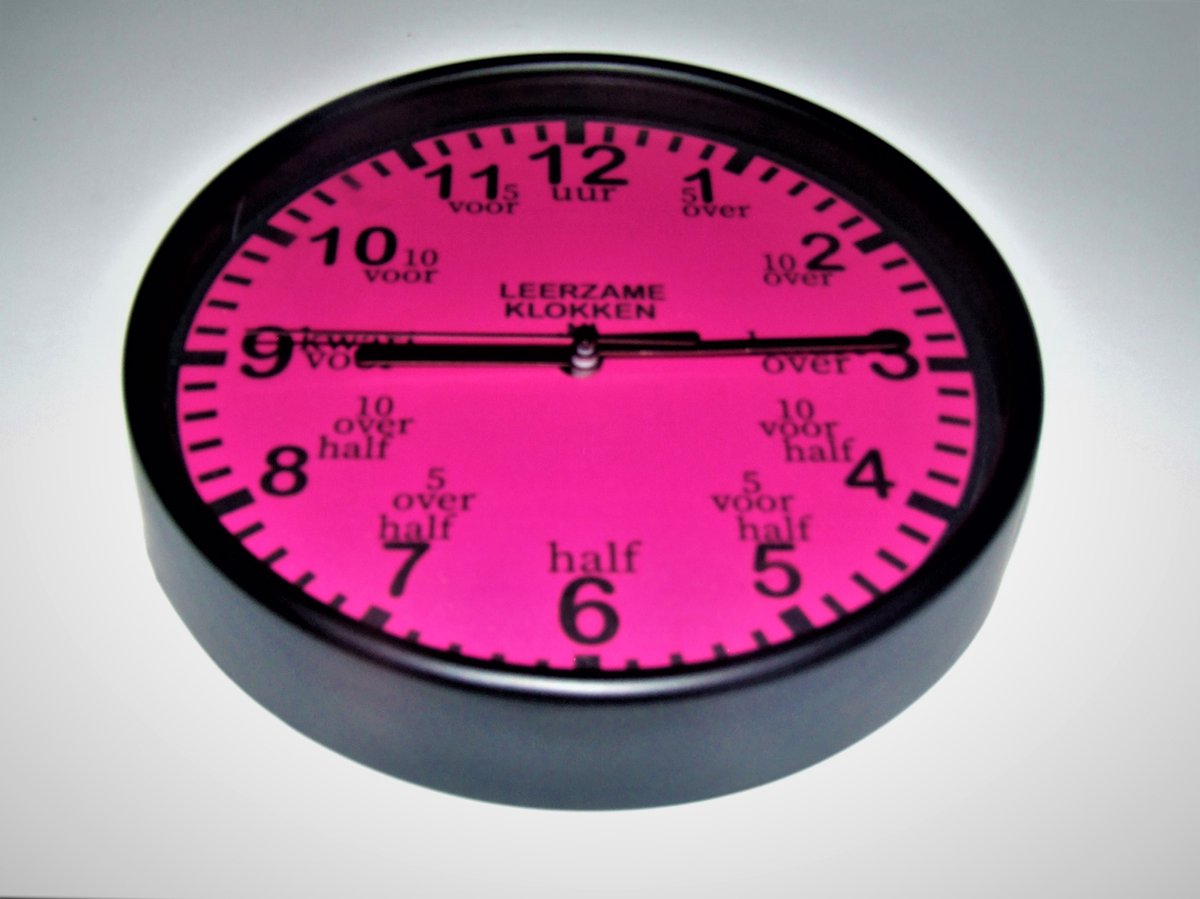 leerzame klok Roze/Zwart 20 cm
