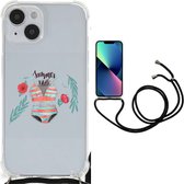 Belle coque arrière en TPU iPhone 14 coque de téléphone avec bordure transparente Boho Summer