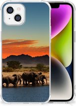 Bumper Hoesje Geschikt voor iPhone 14 Telefoonhoesje met doorzichtige rand Olifanten