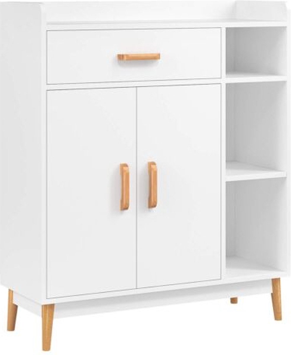 Nisorpa Kinderboekenkast, 80 x 30 x 88 cm, met 4 open vakken, hoogte 88 cm, opslag van boeken en speelgoed in de kinderkamer, wit