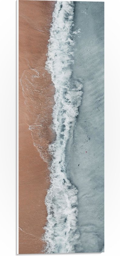 WallClassics - PVC Schuimplaat- Bovenaanzicht Strand en Zee - 20x60 cm Foto op PVC Schuimplaat