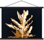Posterhanger incl. Poster 120x90 cm - Schoolplaat - Bladeren - Goud - Herfst - Natuur - Luxe - Textielposter - Zwarte latten