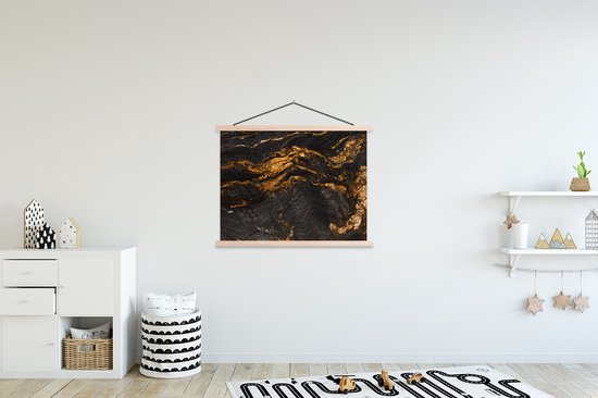 Porte-affiche avec affiche - Affiche scolaire - Marbre - Citron Zwart - Noir - Or - Aspect marbre - Luxe - 120x90 cm - Lattes vierges