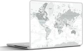 Laptop sticker - 13.3 inch - Wereldkaart - Wit - Grijs - Aarde - 31x22,5cm - Laptopstickers - Laptop skin - Cover